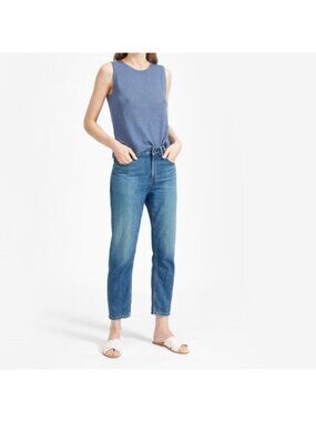 Everlane The Super Soft Relaxed Organic Cotton Jeans Medium Wash High Rise 30